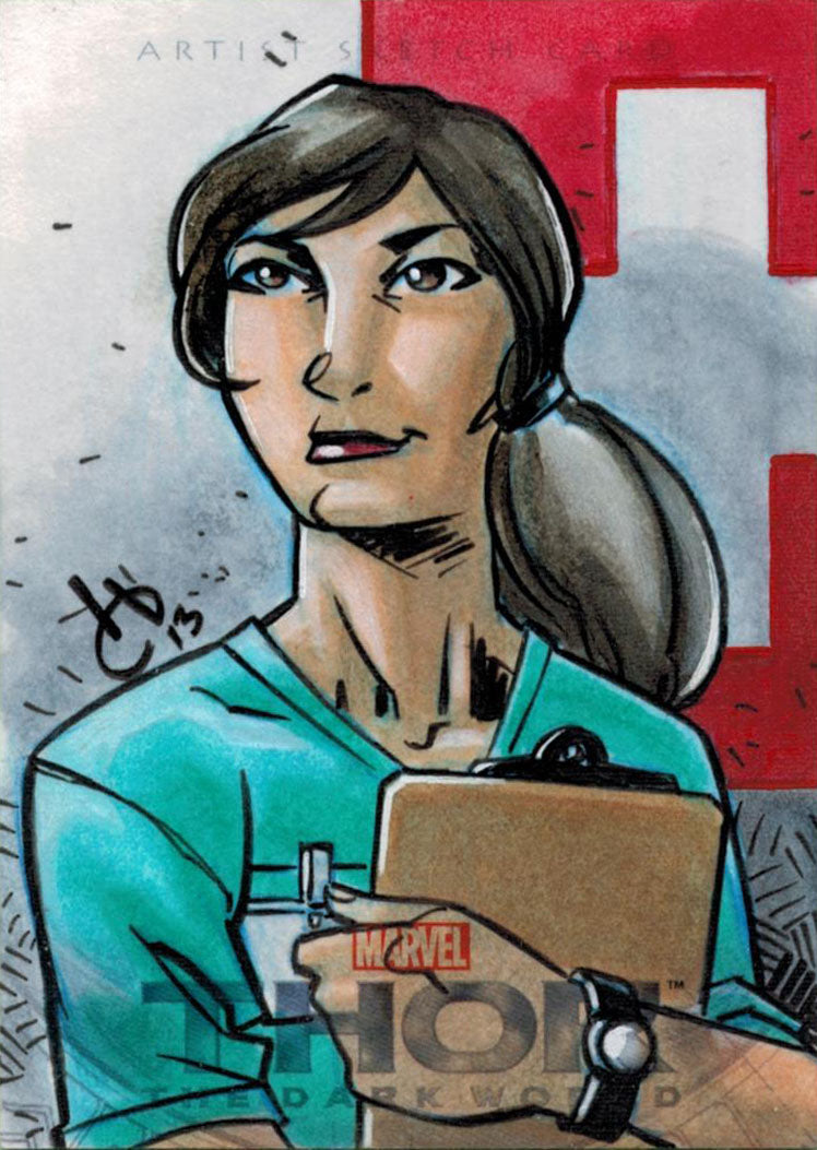 Thor Dark World Sketch Card by Harold Edge of Jane Foster