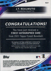 Topps Finest Baseball 2021 Gold Parallel Auto Card FA-JT J.T. Realmuto 34/50