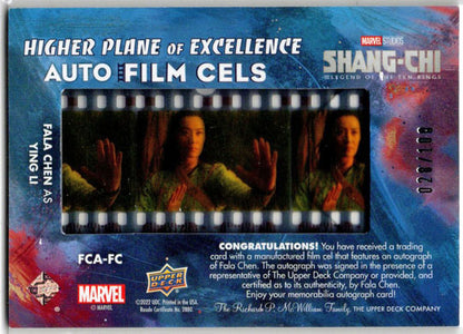 2023 Upper Deck Marvel Shang-Chi Auto Film Cels Card Fala Chen/Ying Li 020/100