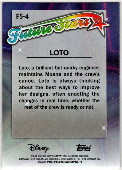 2025 Topps Chrome Disney Future Stars Insert Card FS-4 Loto