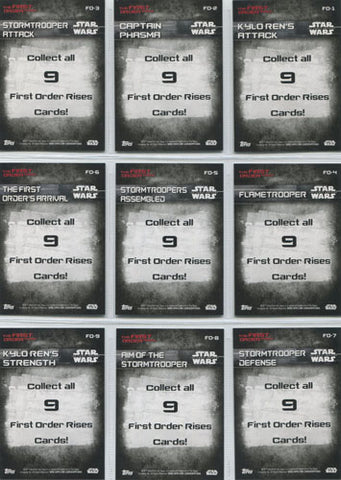 Star Wars the Force Awakens Series 1 First Order Rises 9 Card Chase Set