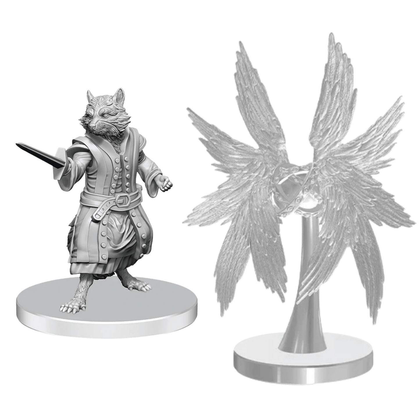 Pathfinder Battles Deep Cuts Miniatures - Unpainted: Procyal (Raccoon Agathion) & Zoaem (Ring Archon)