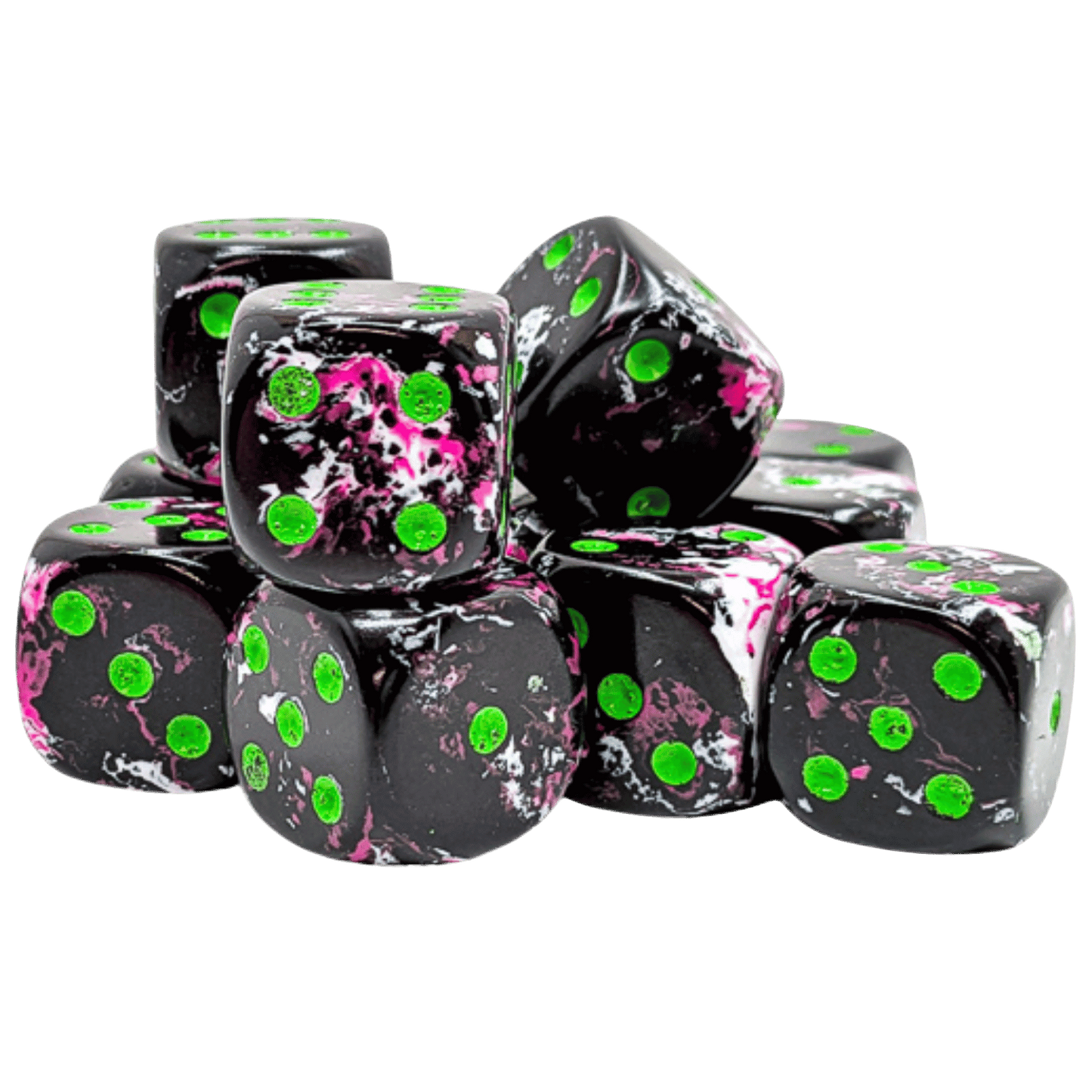 Chessex: 16mm d6 Brush - Paintball/Green