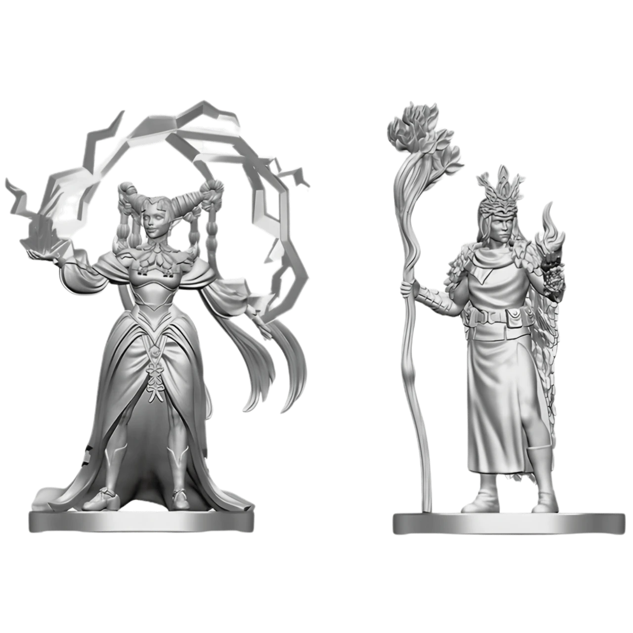 Nolzur's Marvelous Miniatures -  Unpainted: Human Druid & Elf Sorcerer