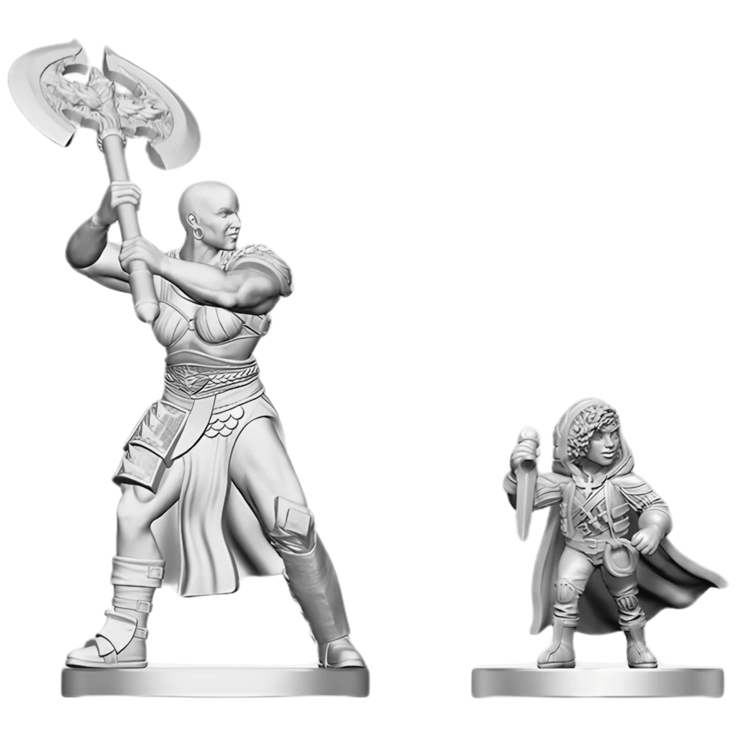 Nolzur's Marvelous Miniatures -  Unpainted: Goliath Barbarian & Halfling Rogue
