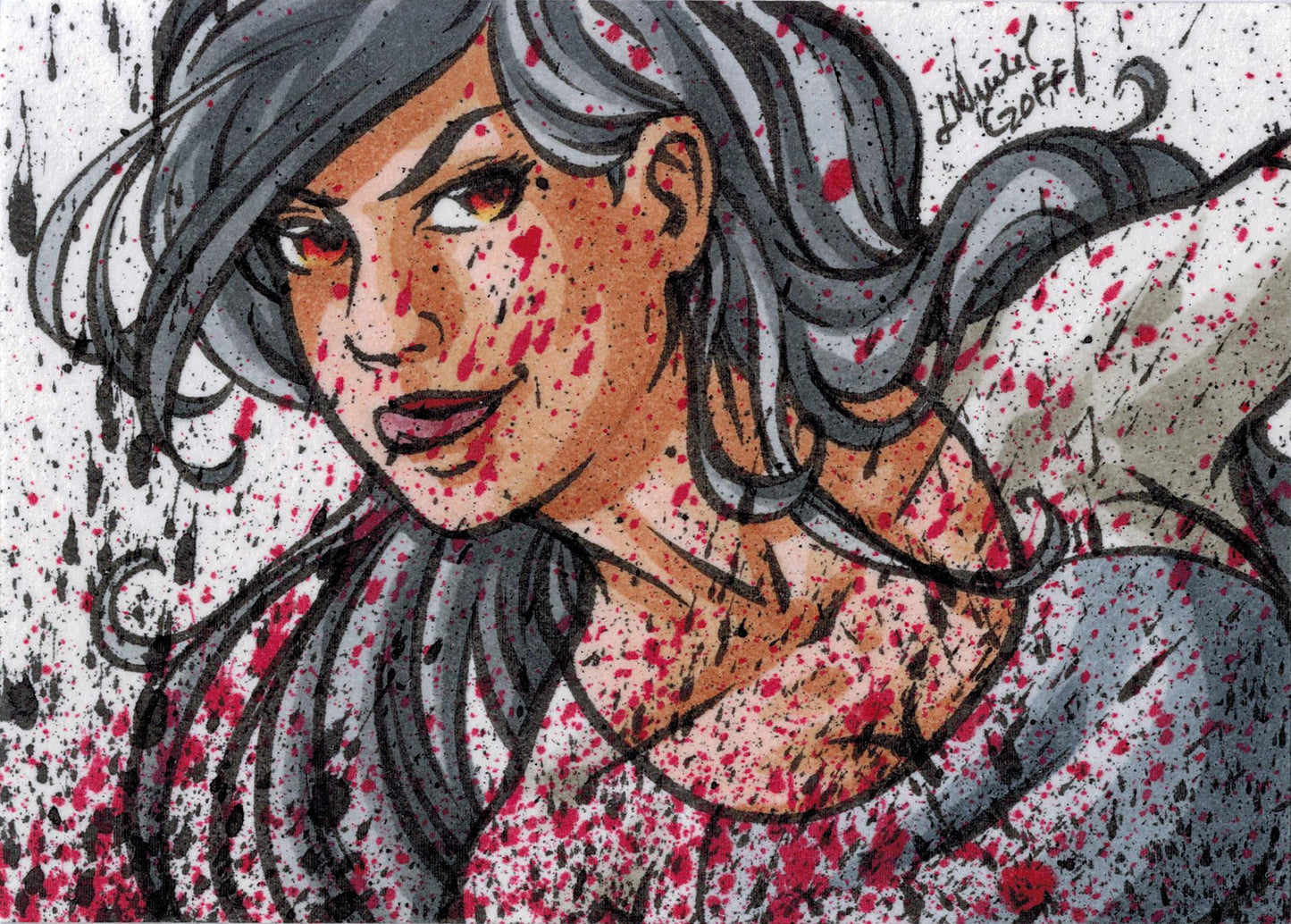 Zombies vs Cheerleaders Platinum 5finity 2011 Sketch Card by Nicole Goff V1