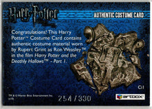 Harry Potter Deathly Hallows Part 1 Costume Card Ci1 Rupert Grint 254/330