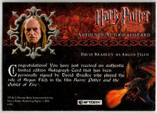 Harry Potter Memorable Moments Autograph Card by David Bradley