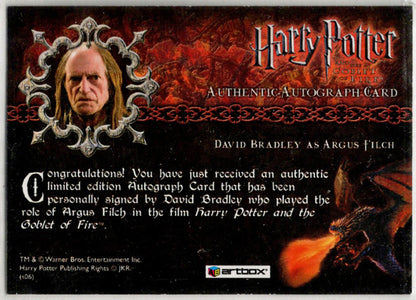 Harry Potter Memorable Moments Autograph Card by David Bradley
