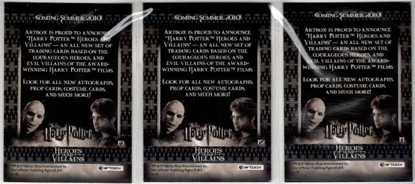 Harry Potter Heroes And Villains Three Card Promo Set P1-P3