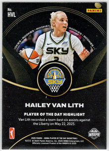 2025 Panini WNBA Player of the Day Rookie Card HVL Hailey Van Lith