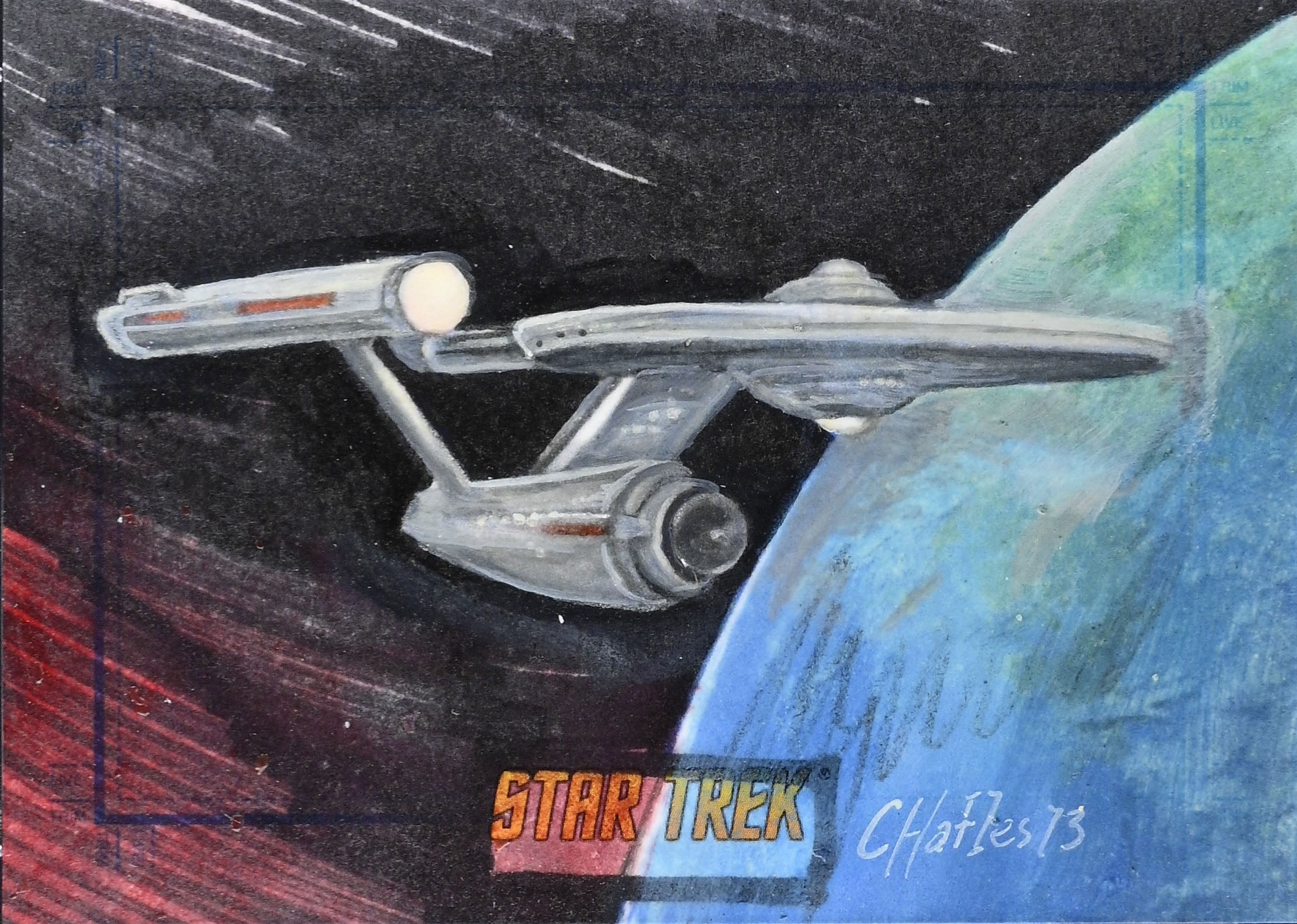 Star Trek TOS Portfolio Prints Sketch Card Charles Hall USS Enterprise CGC 10 Gem Mint