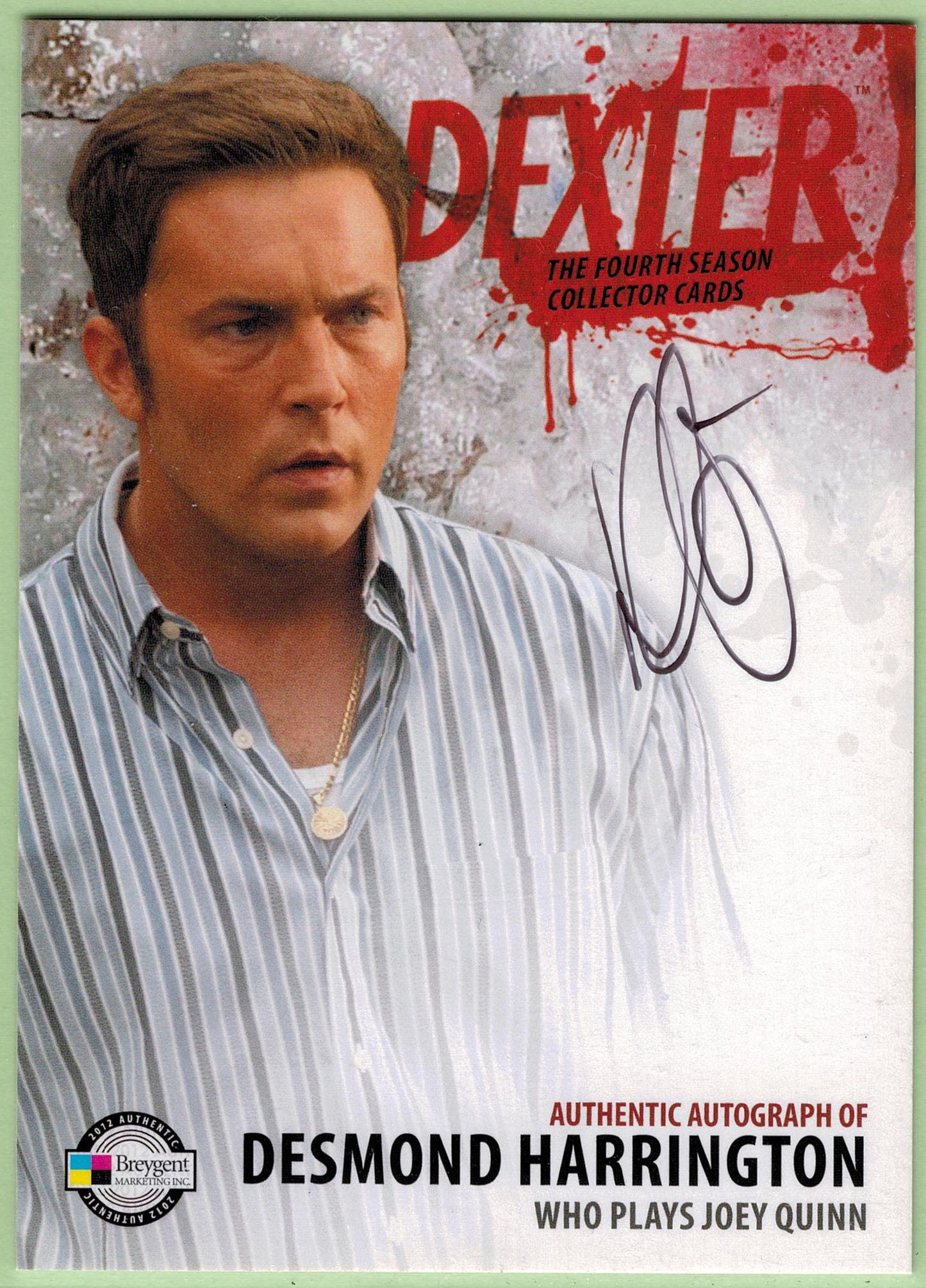 2012 Breygent Dexter Season 4 D4-ADH Desmond Harrington Autograph Card Joey Quinn