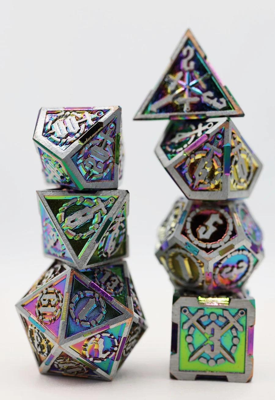 Foam Brain Metal RPG Dice Set: Crossed Swords - Holographic Sword