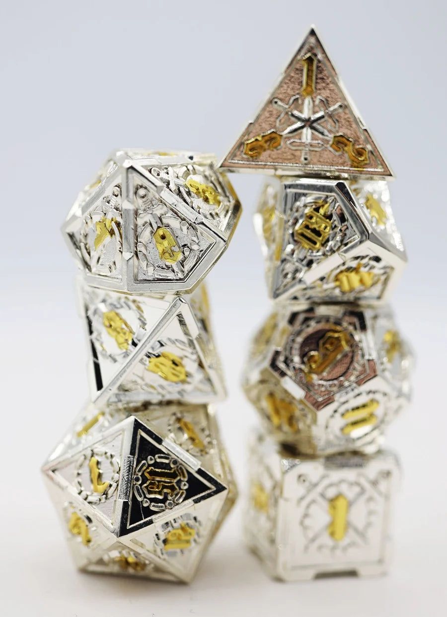 Foam Brain Metal RPG Dice Set: Crossed Swords - Holy Sword