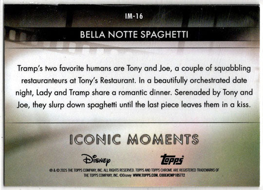 2025 Topps Chrome Disney Iconic Moments Insert Card IM-16 Bella Notte Spaghetti