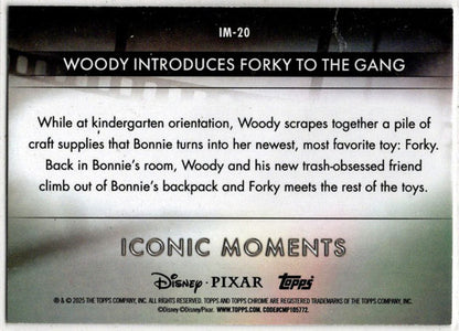 2025 Topps Chrome Disney Iconic Moments Insert Card IM-20 Woody Introduces Forky