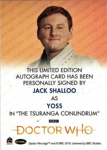 2022 Doctor Who Series 11 & 12 Jack Shalloo Full Bleed Autograph Card