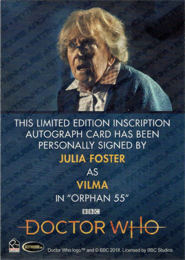 2022 Doctor Who Series 11 & 12 Julia Foster Autograph Inscription Card