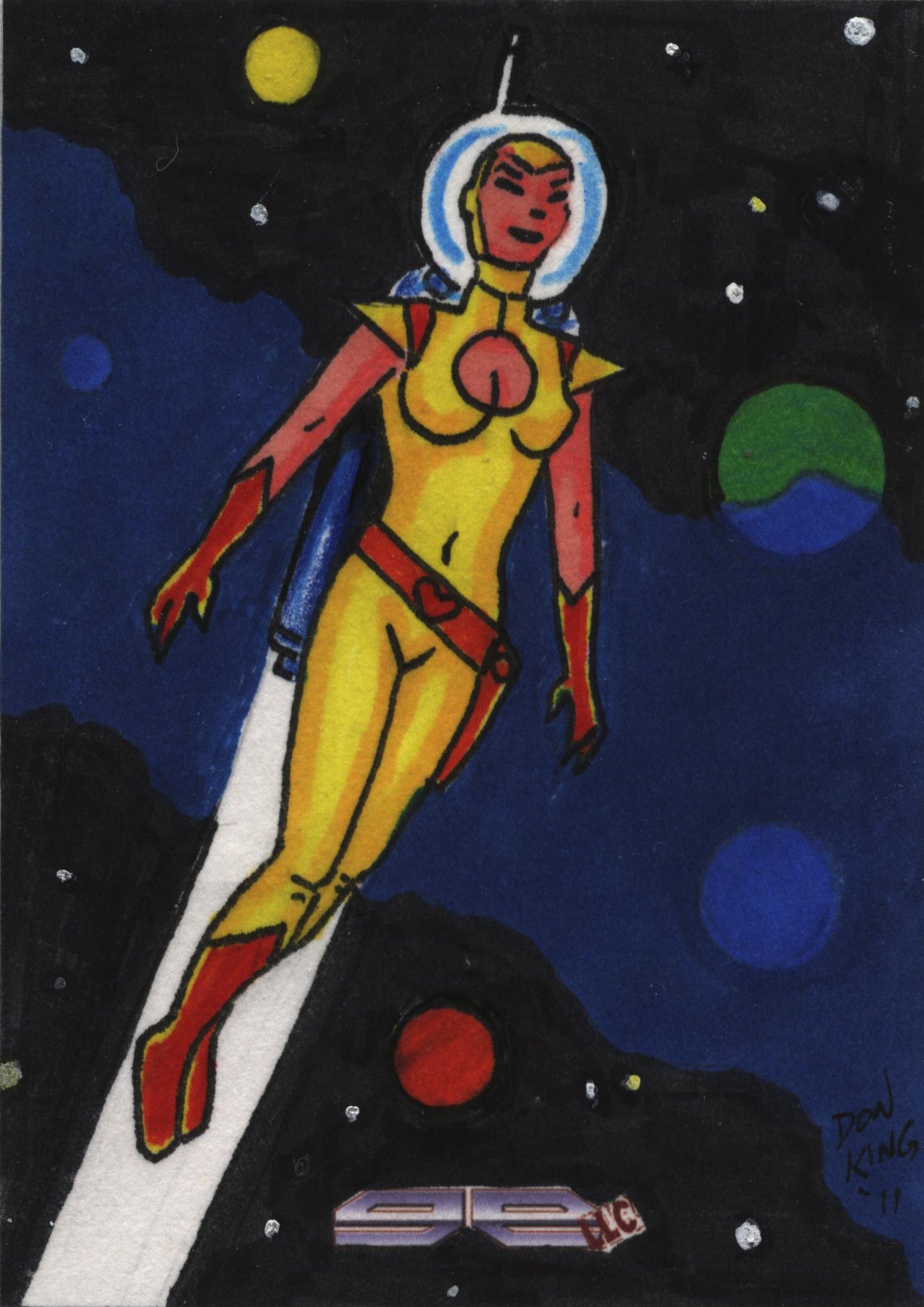 2011 5finity Galaxgals Eradication Don King Rare Artist Sketch Card Ver. 1