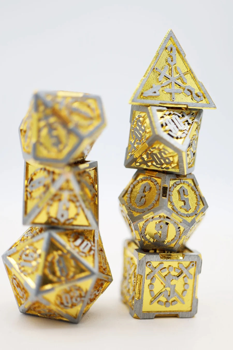 Foam Brain Metal RPG Dice Set: Crossed Swords - King Slayer's Sword