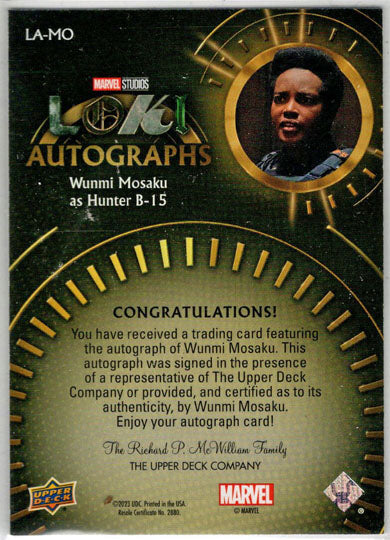 2023 Upper Deck Marvel Loki LA-MO Wunmi Mosaku Autograph Card