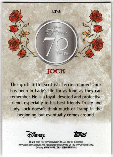 2025 Topps Chrome Disney Lady and Tramp 70th Anniversary Insert Card LT-6 Jock