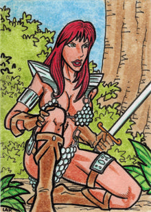Breygent Dynamite Red Sonja 2012 Sketch Card by Lak Lim