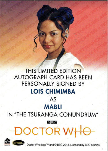 2022 Doctor Who Series 11 & 12 Lois Chimimba Full Bleed Autograph Card