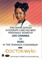 2022 Doctor Who Series 11 & 12 Lois Chimimba Full Bleed Autograph Card