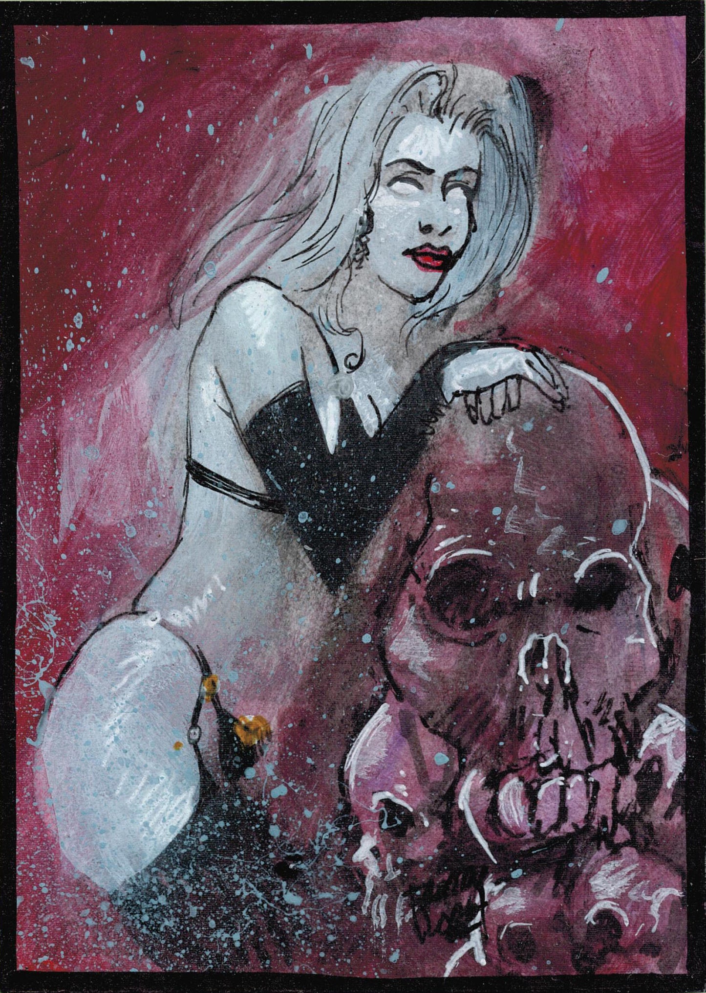 2012 5finity Lady Death Sketch Series Two Sketch Card by Alfredo Freddy Lopez V2