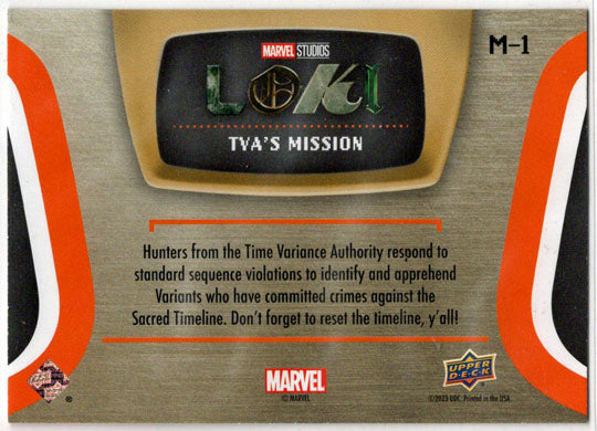 2023 Upper Deck Marvel Loki TVA's Mission Insert Card M-1 The Threat Of Variants