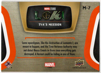 2023 Upper Deck Marvel Loki TVA's Mission Insert Card M-7 Study Nexus Events