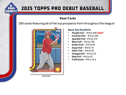 2025 Topps Pro Debut Baseball Hobby Jumbo Box