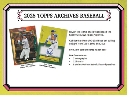 2025 Topps Archives Baseball Hobby Box