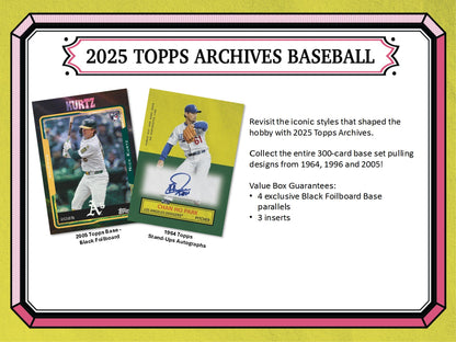 2025 Topps Archives Baseball Value Box