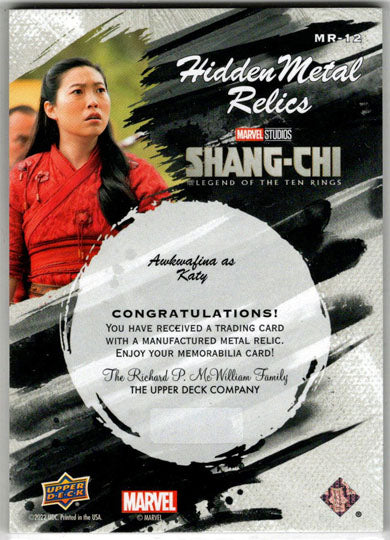 2023 Upper Deck Marvel Shang-Chi Hidden Metal Relics Card MR-12 Awkwafina