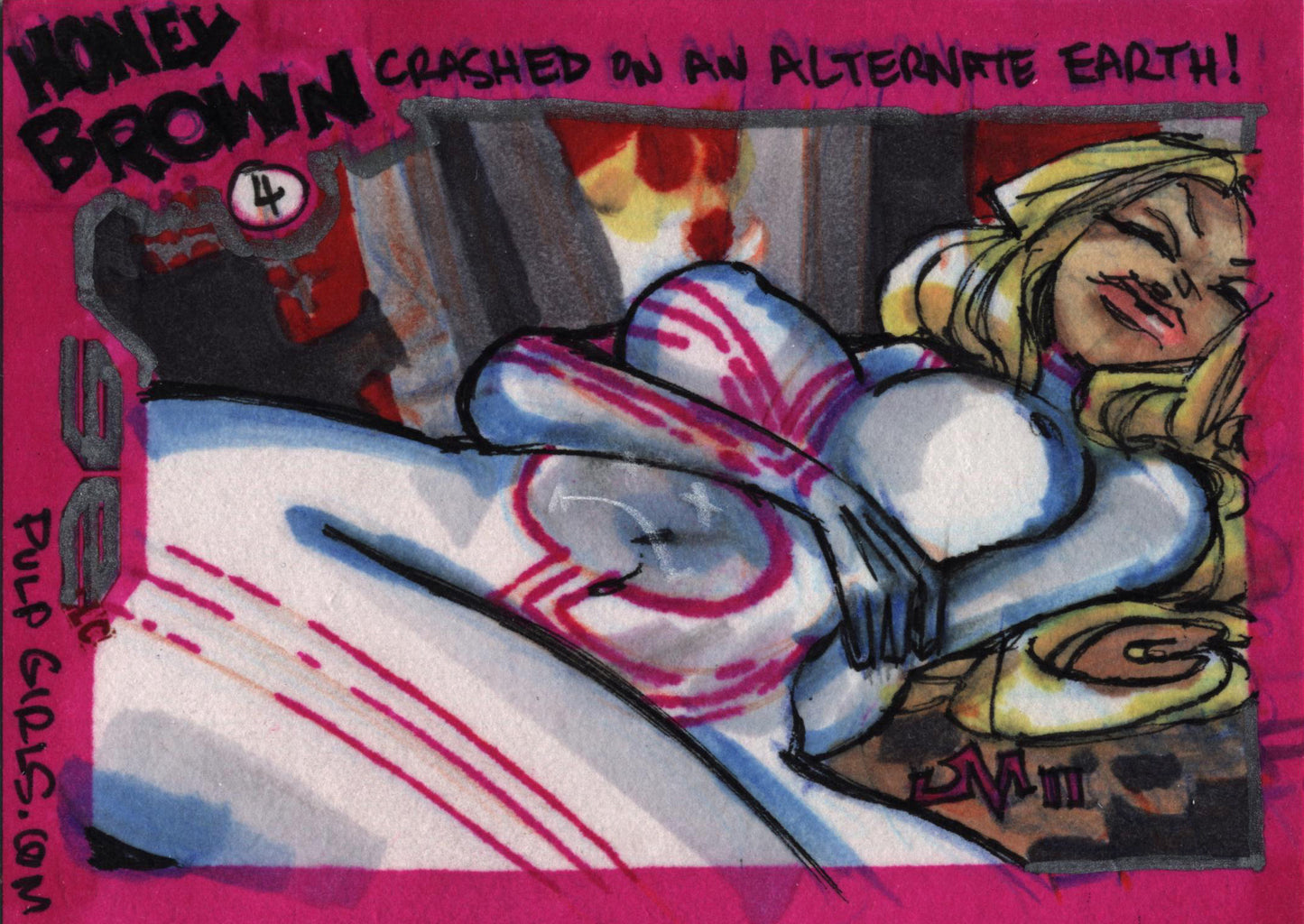 2011 5finity Galaxgals Eradication Jason Martin Rare Artist Sketch Card Pulp Girls 4
