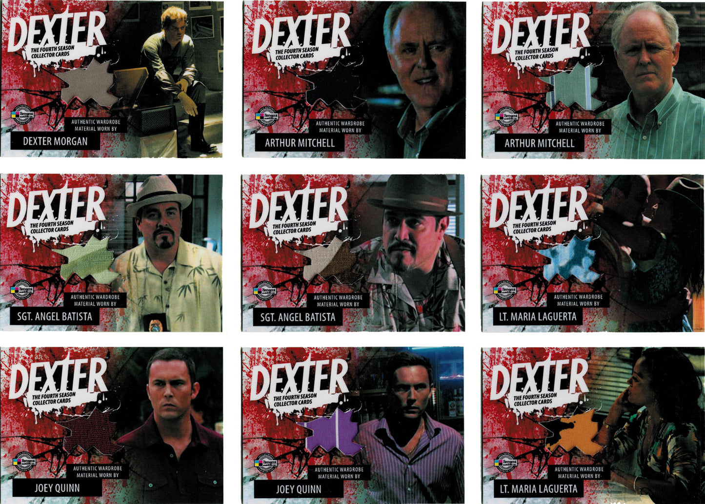 Dexter Season 4 Master Set with 4 Autograph (Hall, Lithgow), 17 Costume & 8 Prop Cards