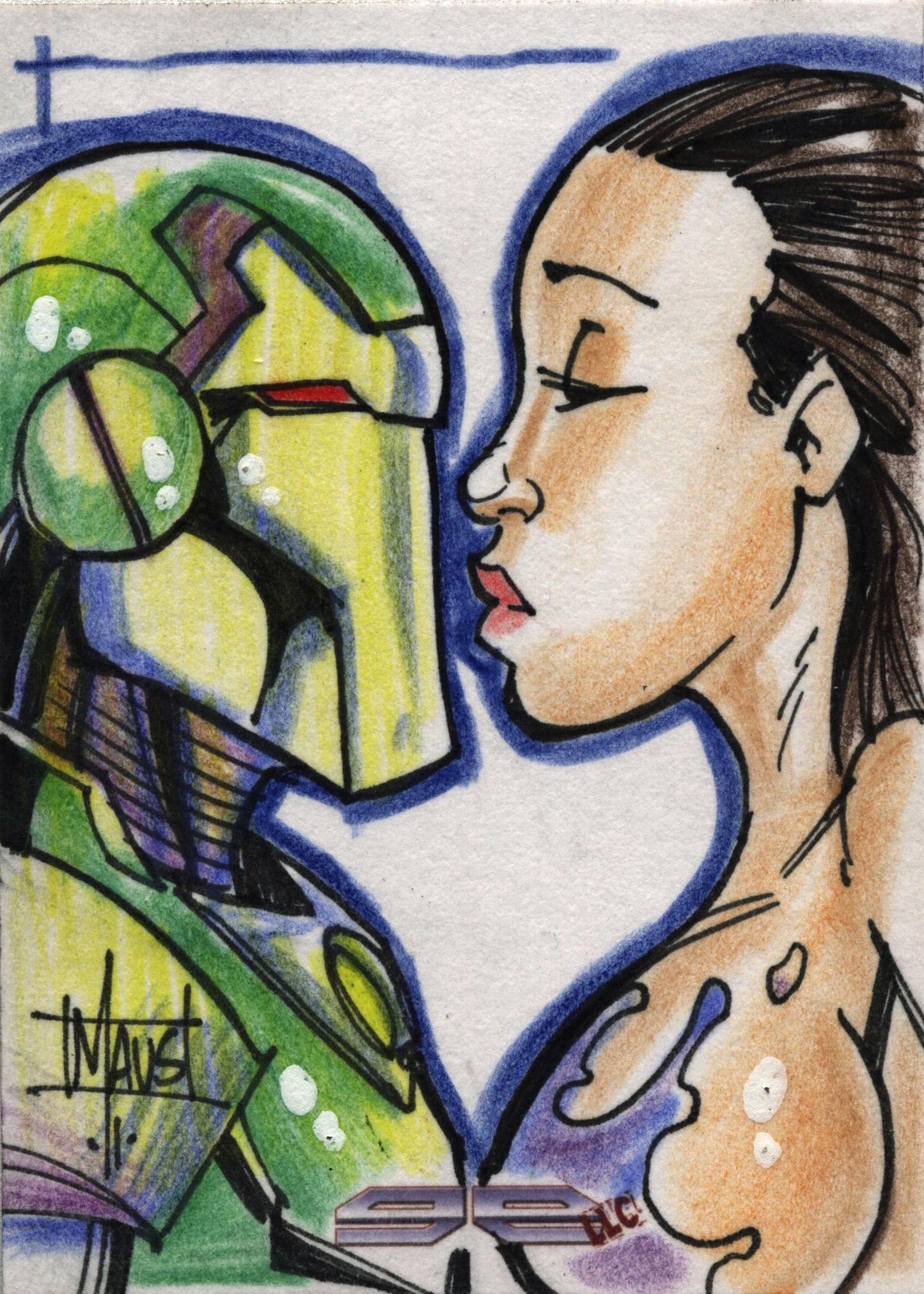 2011 5finity Galaxgals Eradication Bill Maus Rare Artist Sketch Card Ver. 2