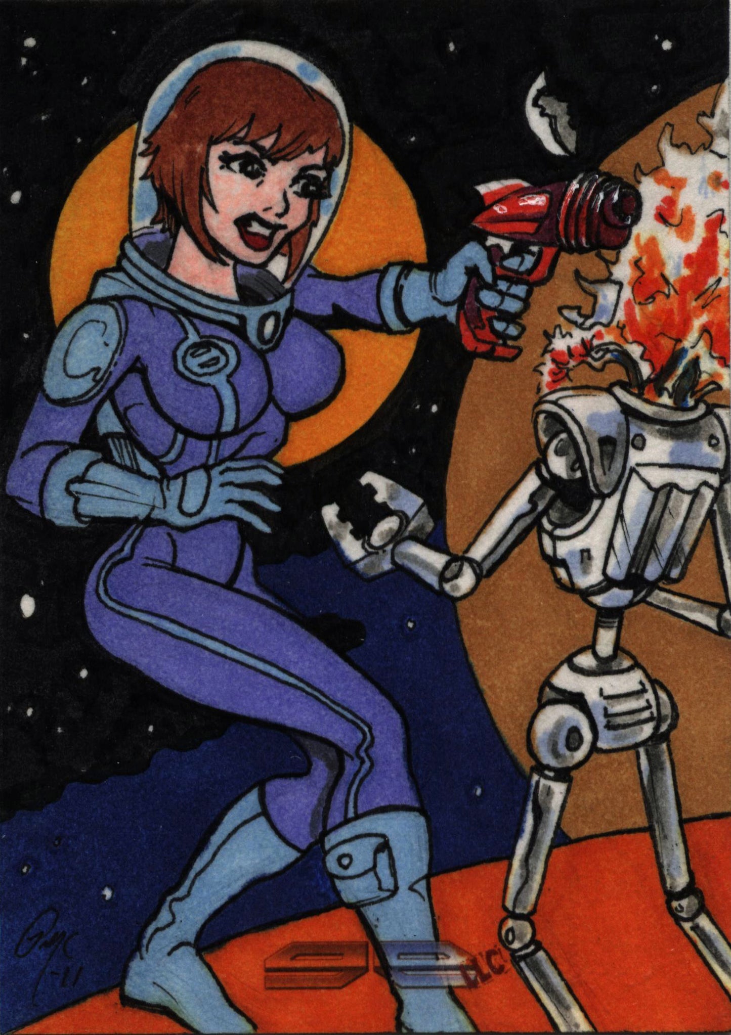 2011 5finity Galaxgals Eradication Pete McDonough Sketch Card Ver. 2