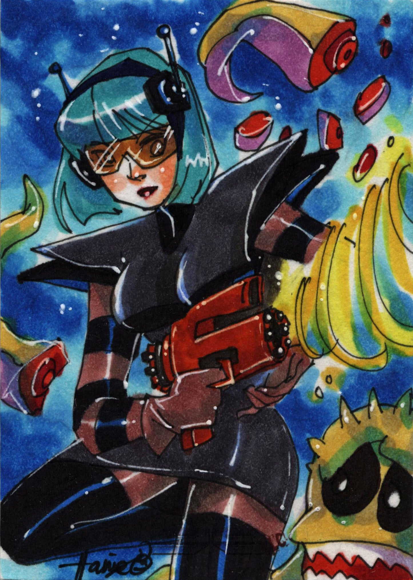 2011 5finity Galaxgals Eradication Hanie Mohd Rare Artist Sketch Card Ver. 3