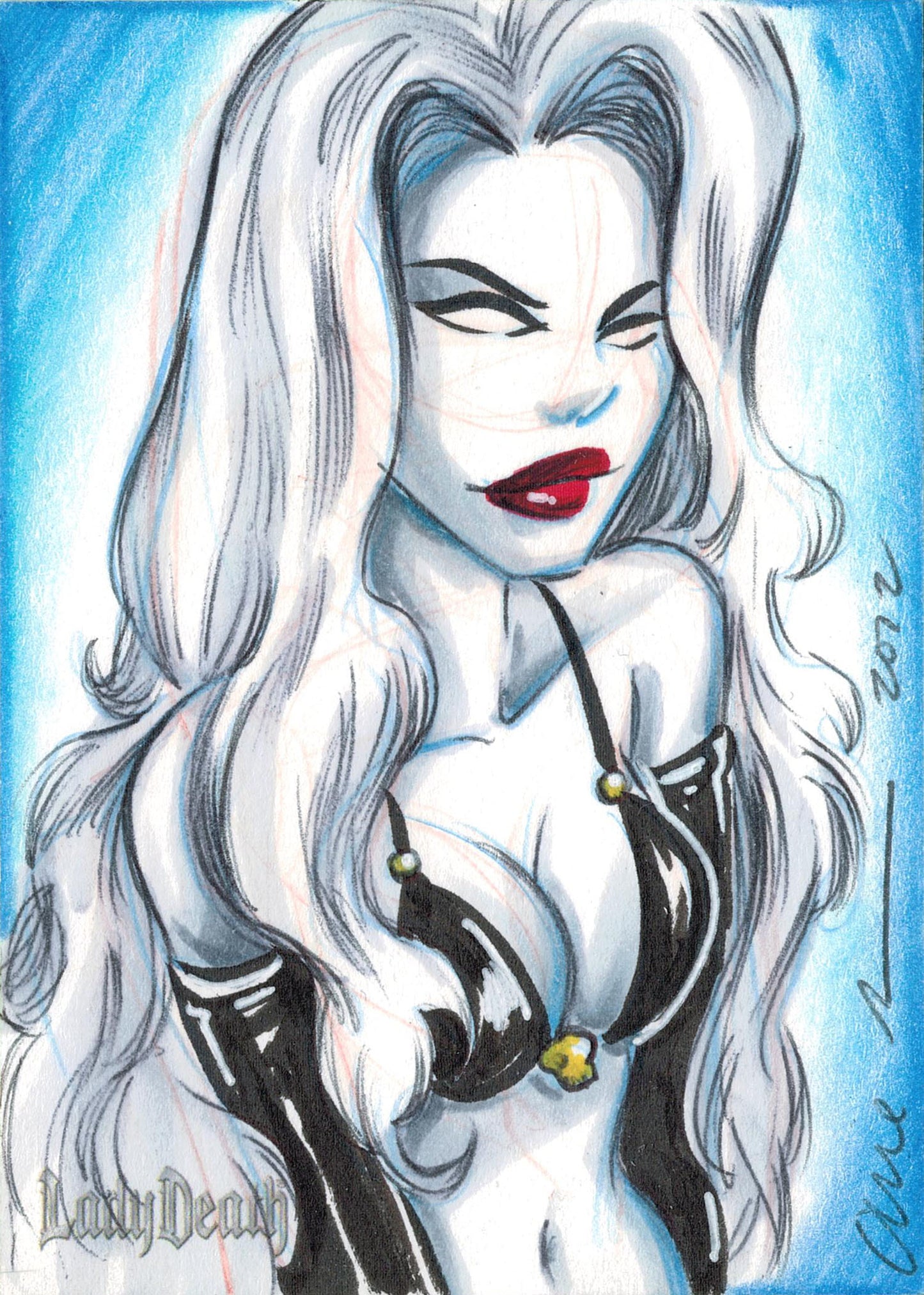 2012 5finity Lady Death Sketch Series Two Sketch Card by Arie Monroe