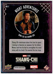 2023 Upper Deck Marvel Shang-Chi Night Adventures Insert Card NA-1 Simu Liu