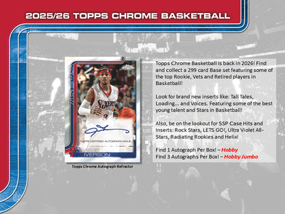 2025-26 Topps Chrome NBA Basketball Hobby Box