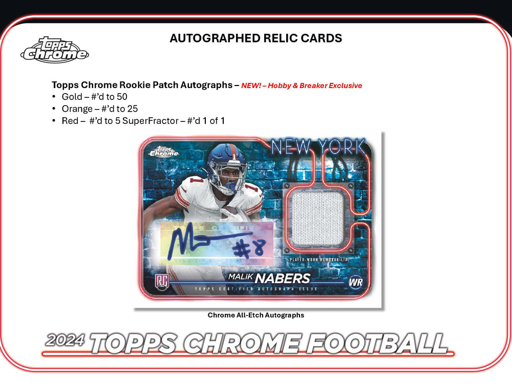 2024 Topps Chrome NFL Football Hobby Box