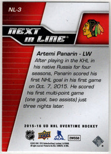 2015-16 Upper Deck Overtime Hockey Next In Line Insert Card NL-3 Artemi Panarin