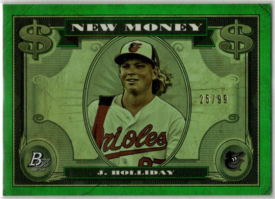 Bowman Platinum Baseball 2023 New Money Green Foil Insert Card NM13 Holliday /99