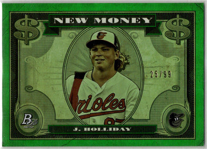 Bowman Platinum Baseball 2023 New Money Green Foil Insert Card NM13 Holliday /99