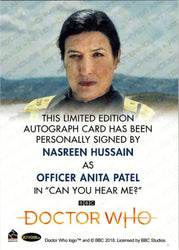 2022 Doctor Who Series 11 & 12 Nasreen Hussain Full Bleed Autograph Card